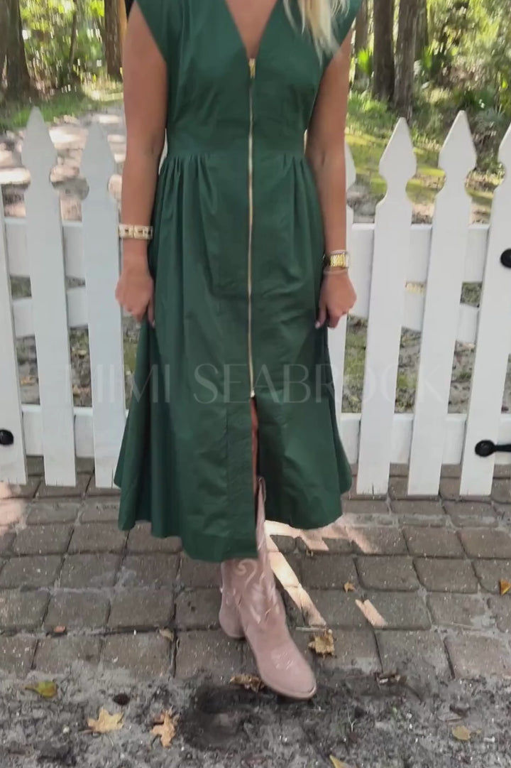 Analia dress, hunter green