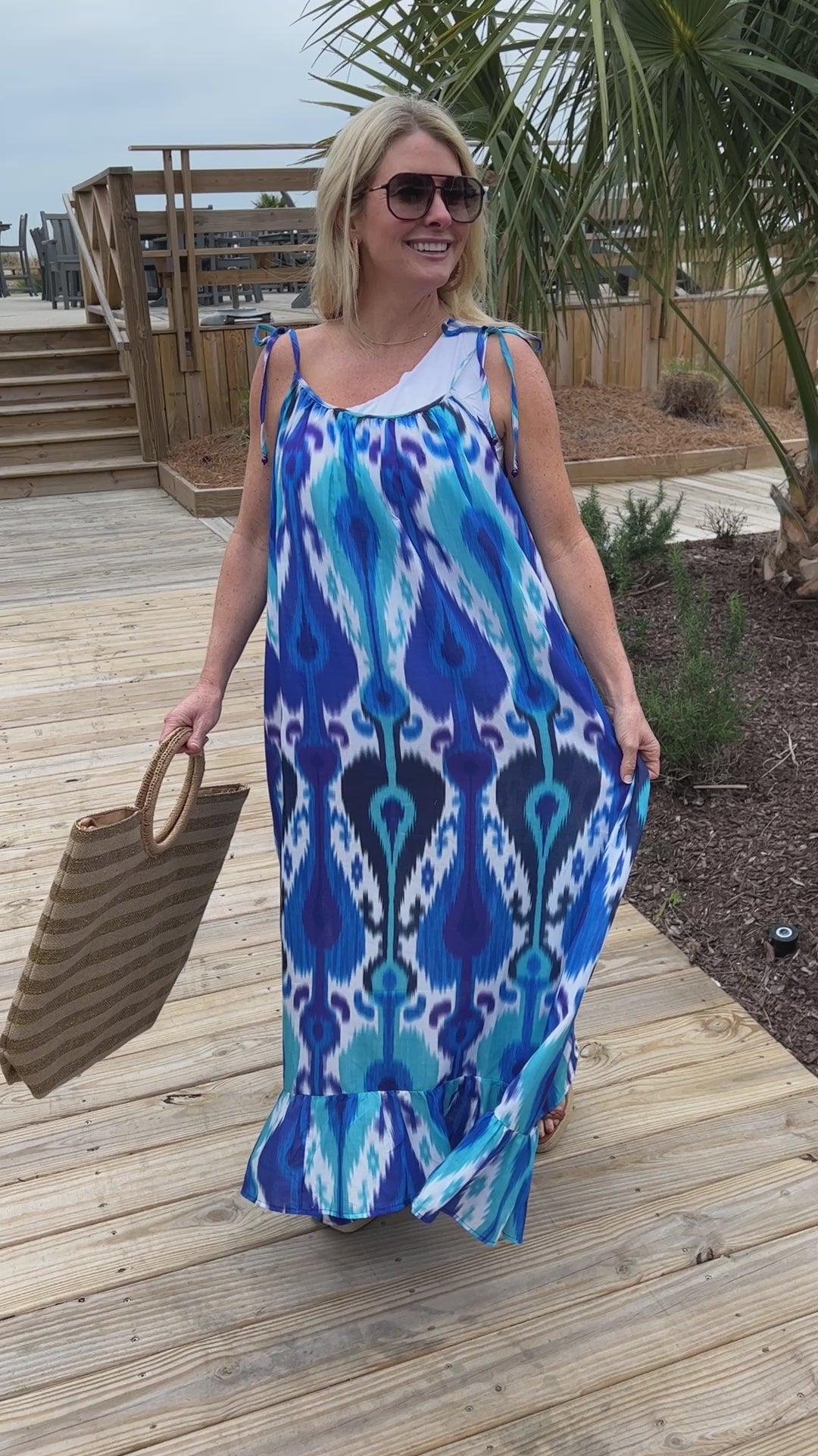 Stanton dress coverup, blue ikat