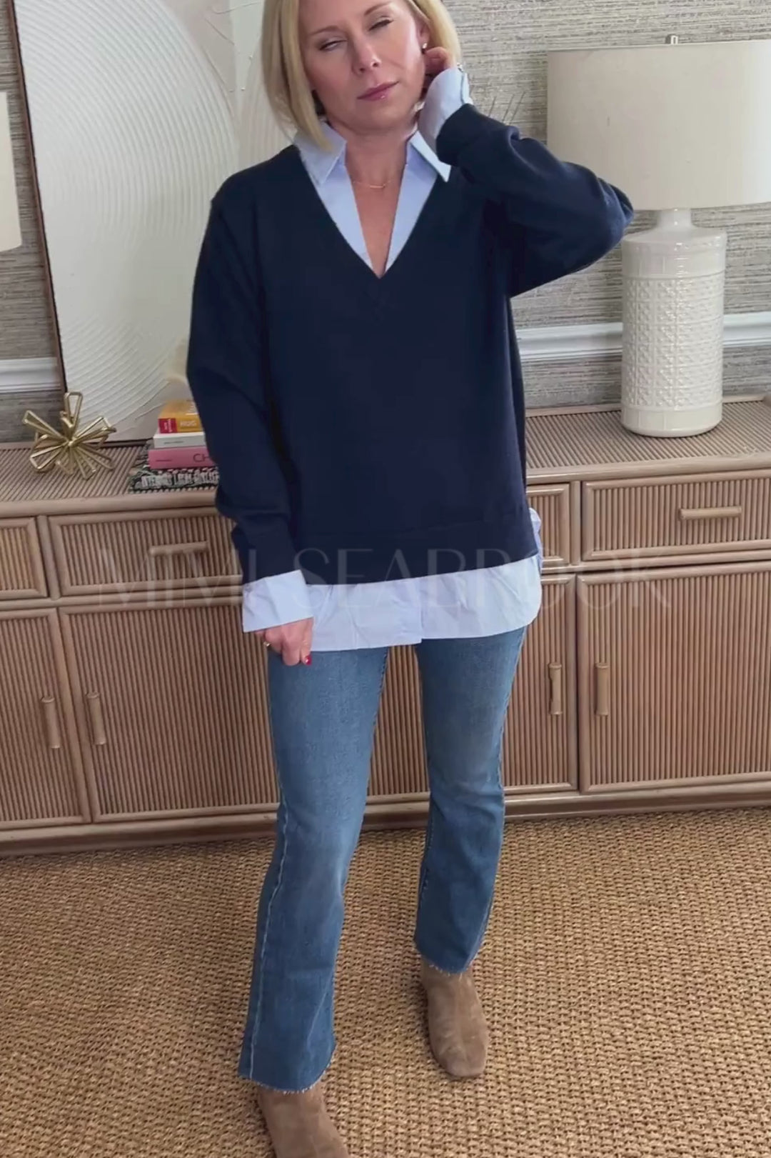 Whelan sweater top, navy/blue