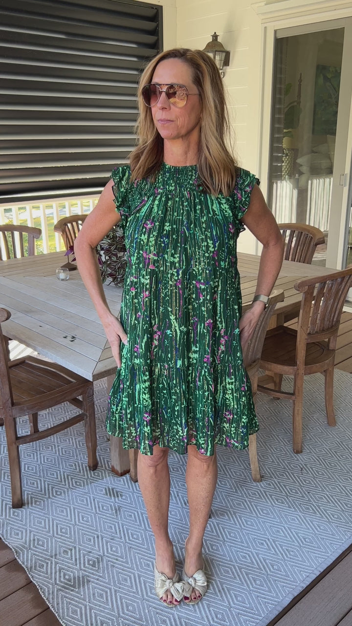 Treasure Cay dress by King + Pitt, garden lurex print