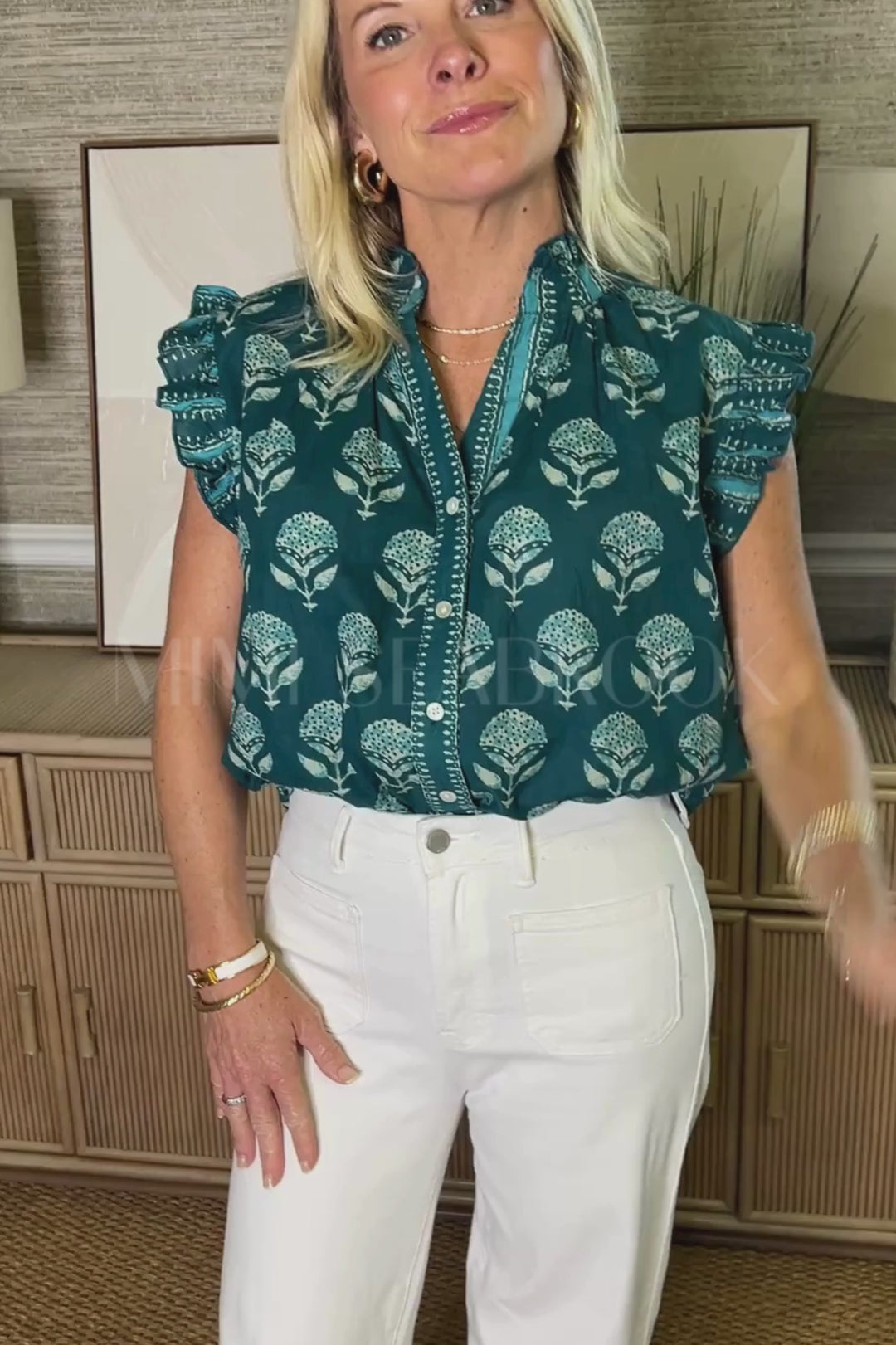 Hendrick top, teal multi