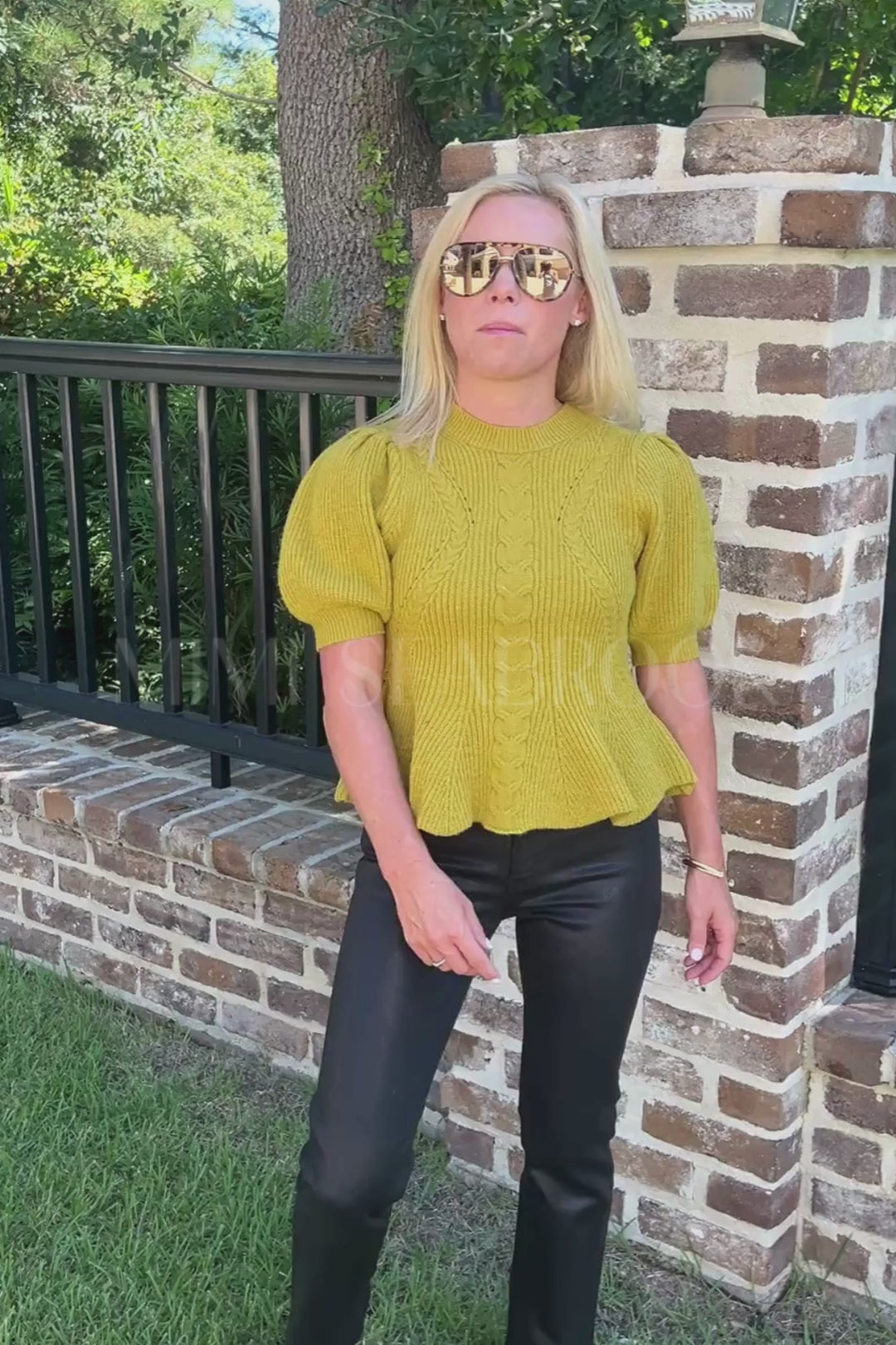 Gwen sweater top, chartreuse