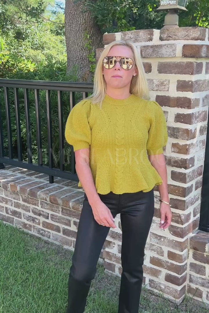 Gwen sweater top, chartreuse