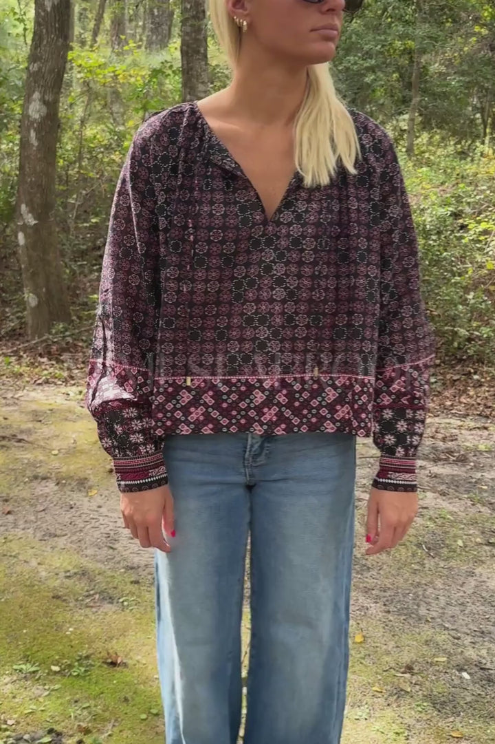 Sonya Top, Zocalo Rose Tan Print by Cleobella