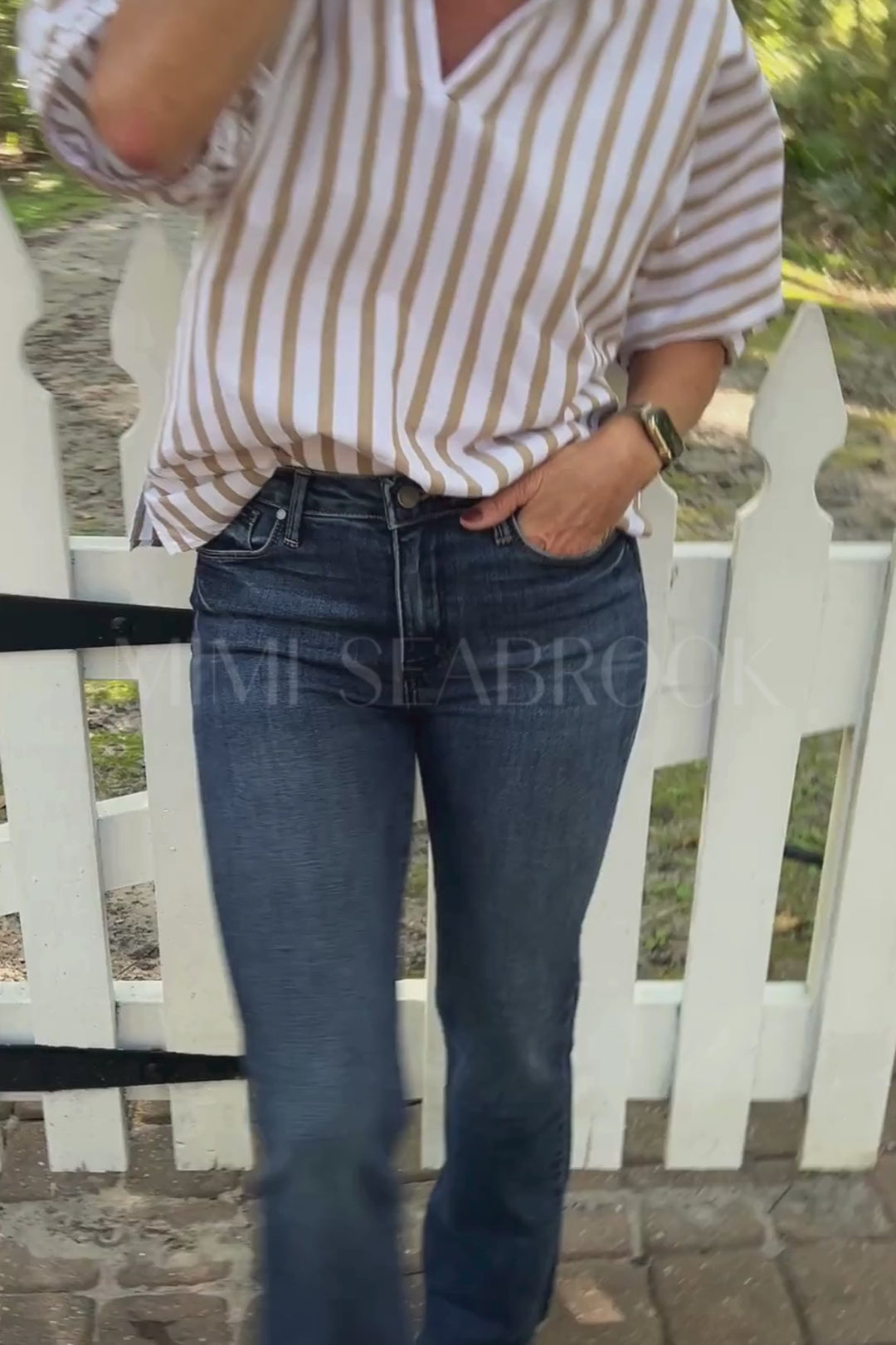 Margo top, brown stripe