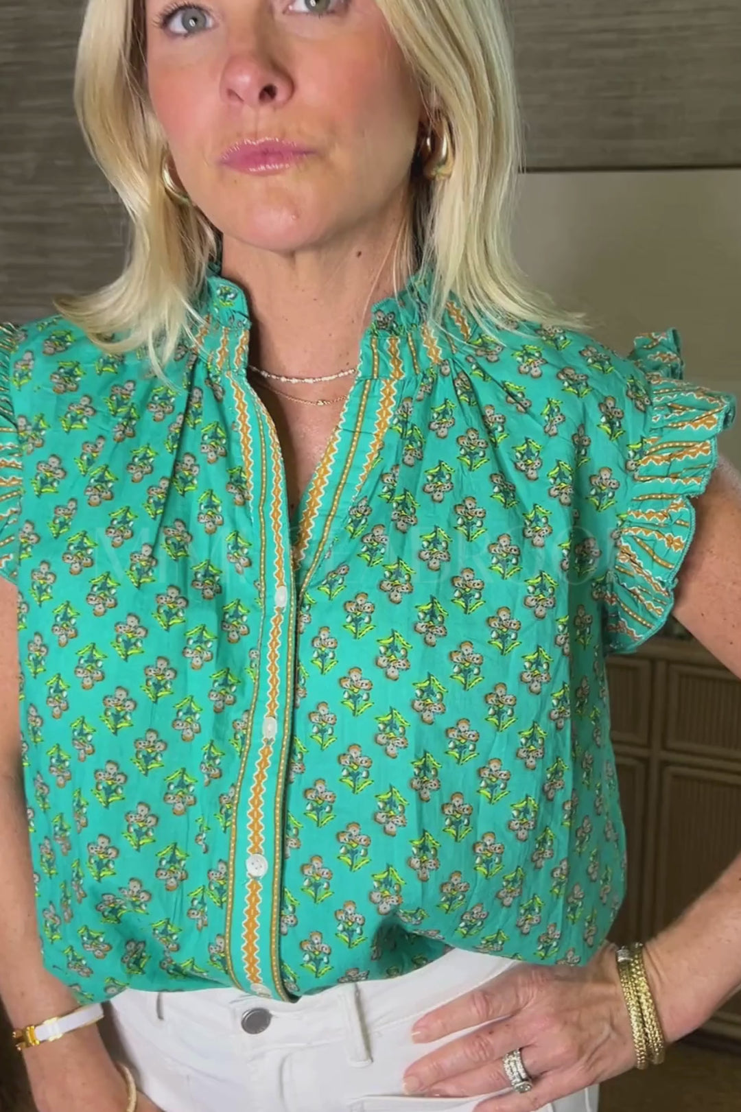 Garner top, turquoise