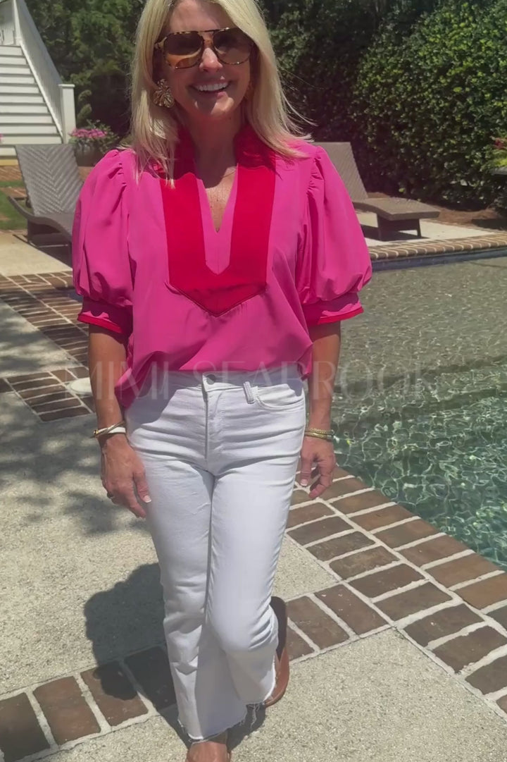 Tucker top, hot pink