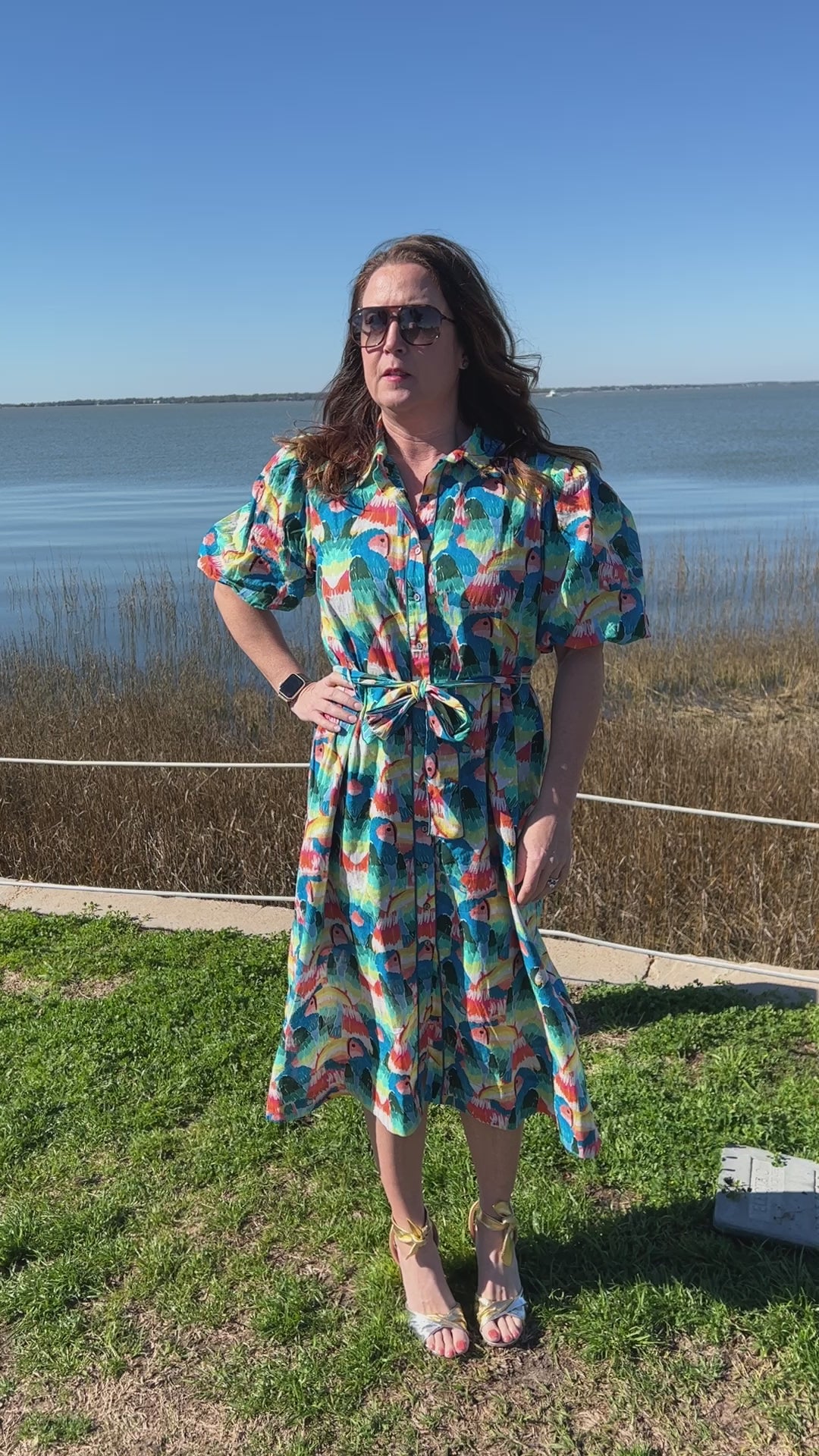 Boca Grande Dress by King + Pitt, Tropical Bird print