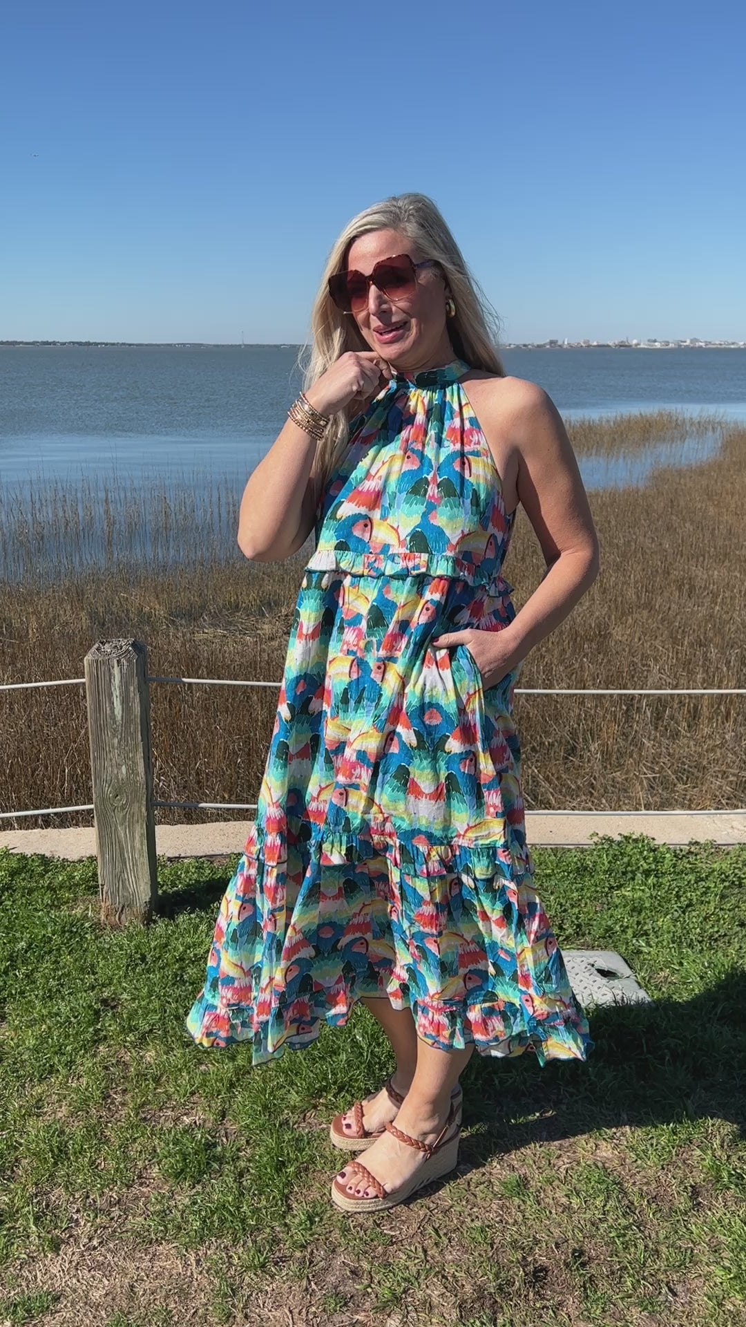 Alys Beach Dress by King + Pitt, Tropical Bird print