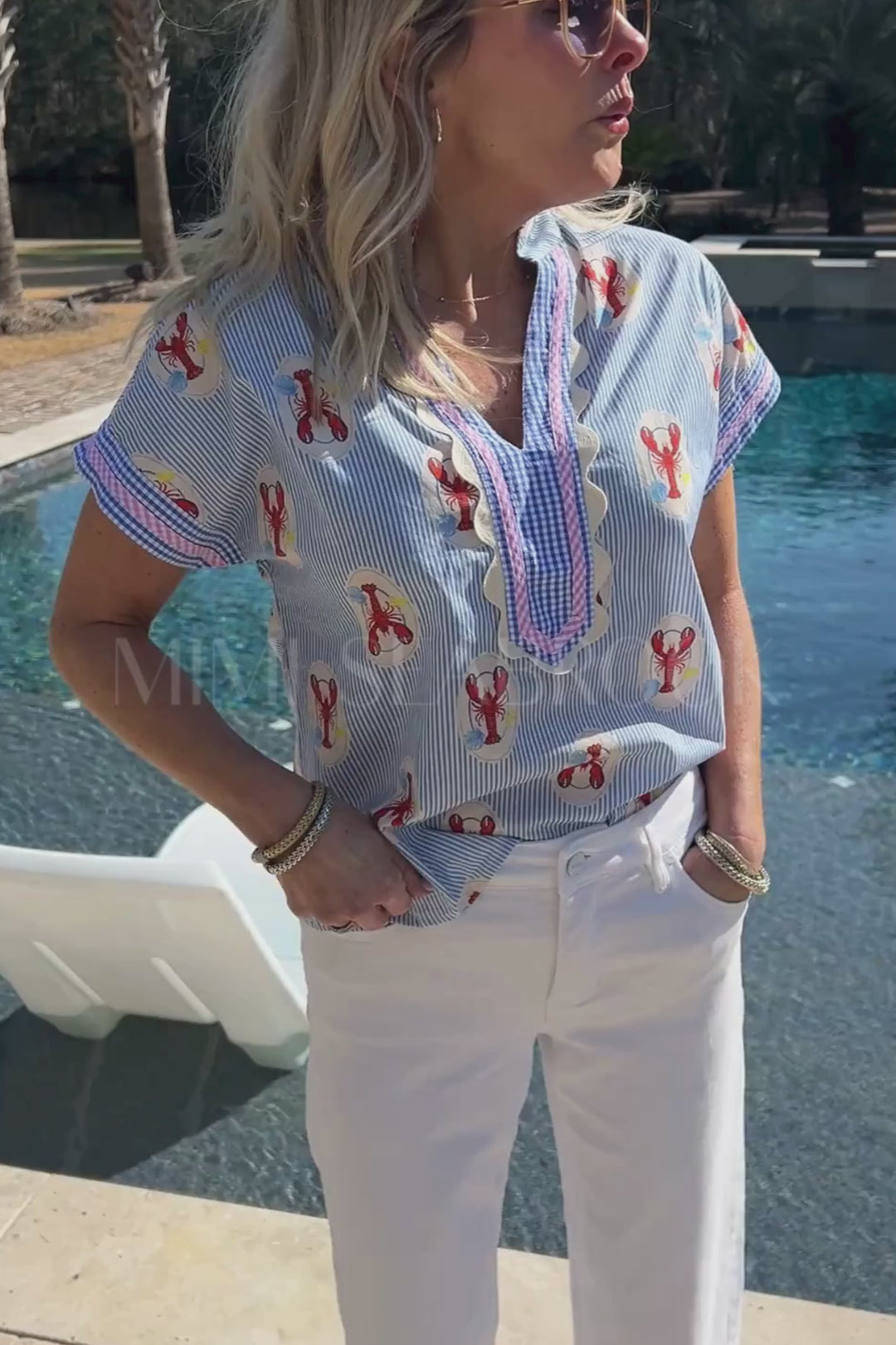 Lark top, blue