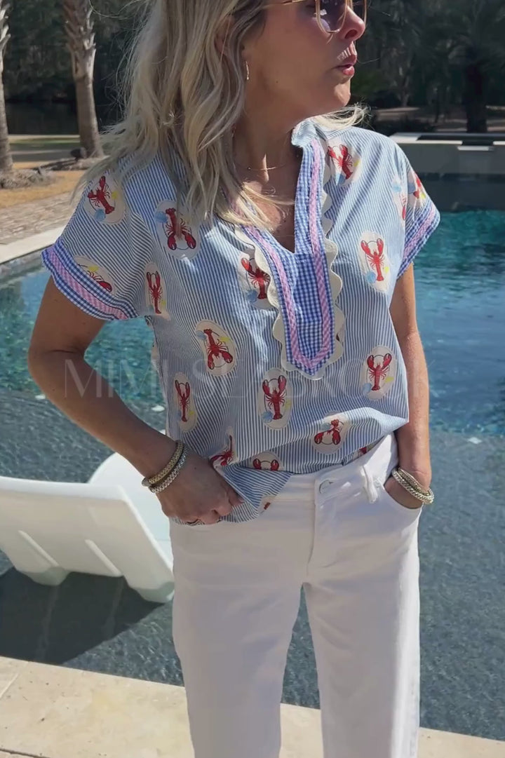 Lark top, blue