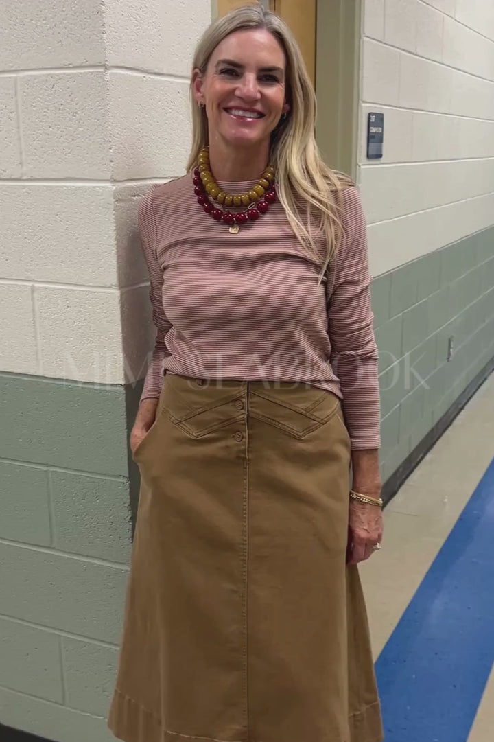 Linwood top, pink/camel