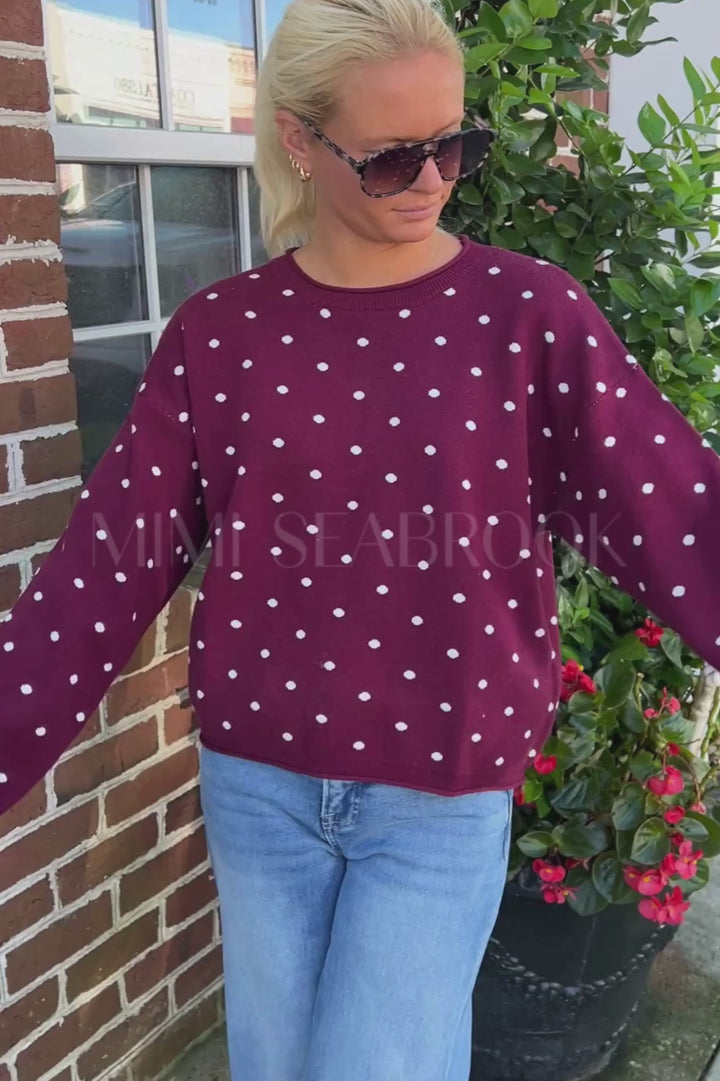 Marcello sweater, wine/ivory