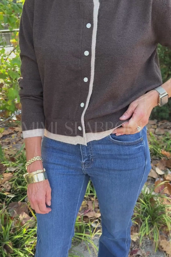 Skylark cardigan sweater, chocolate