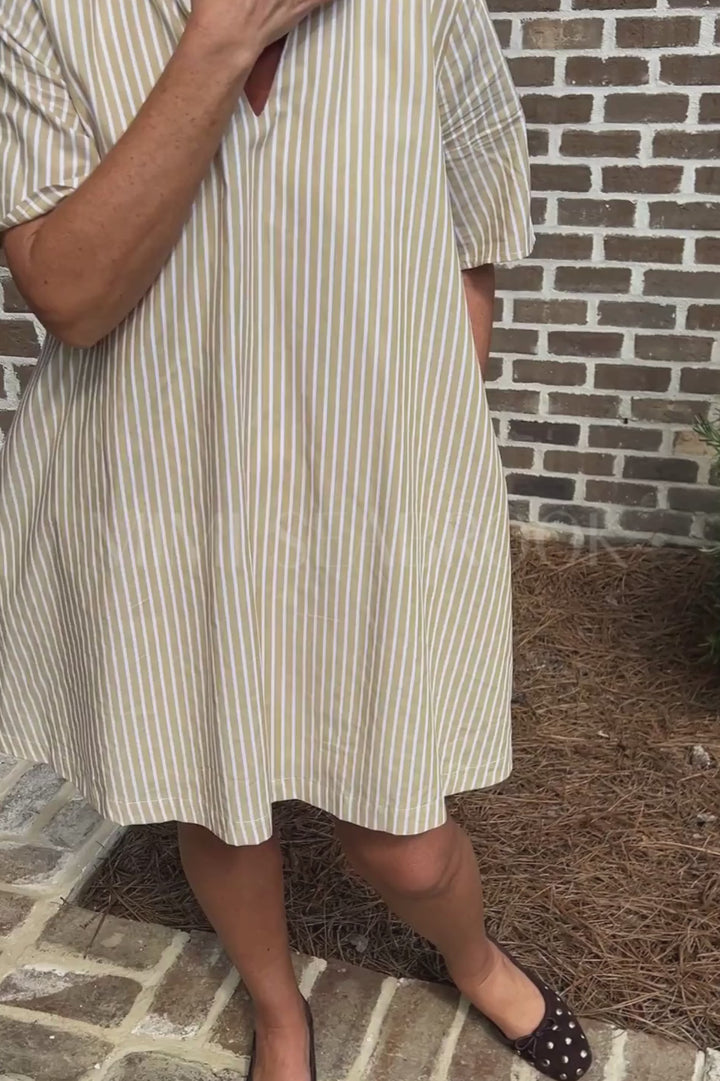 Falyn dress, gold stripe