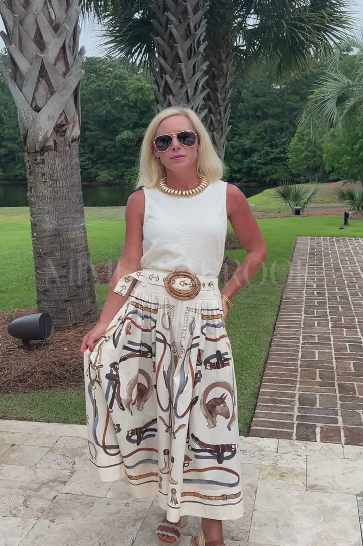 Equestrian Scarf Maxi Skirt by Farm Rio