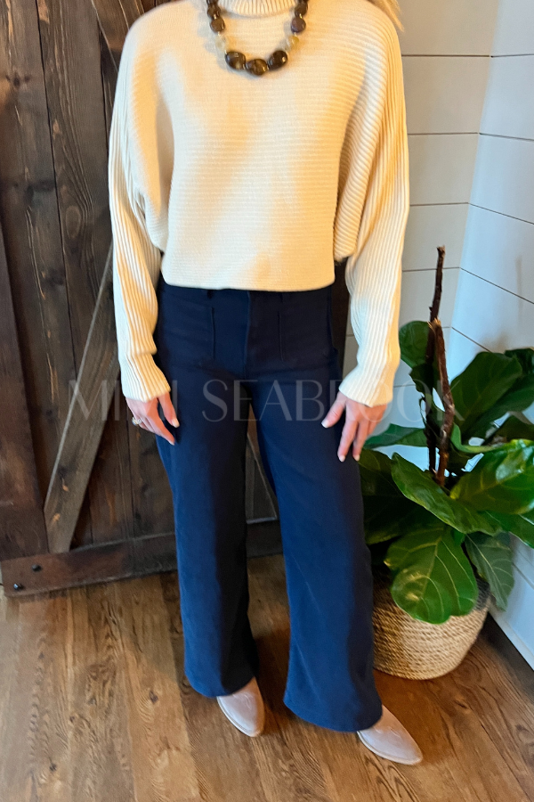 Reina high rise wide leg jeans, navy