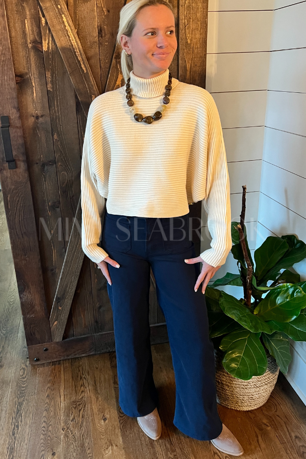 Reina high rise wide leg jeans, navy